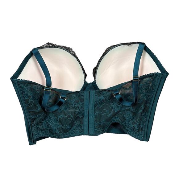 Victoria’s Secret Very Sexy Push-up Corset Bra Women's 38D Teal Black Lace - Picture 5 of 8